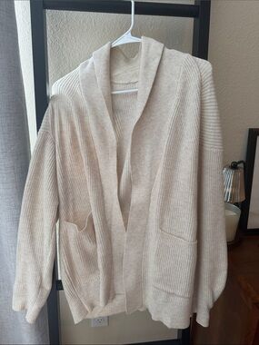 a new day Cream Open-Front Ribbed Cardigan with Pockets